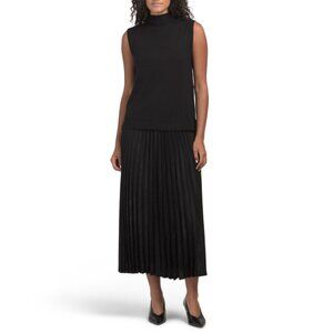 MAX STUDIO Black 2pc Top And Pleated Midi Skirt